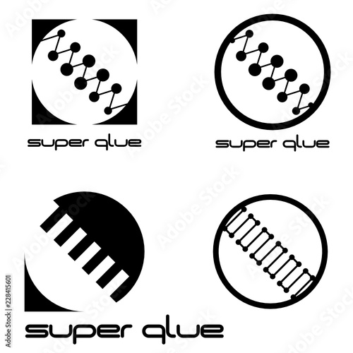 
Illustration in the form of a chemical scheme of glue in the form of a symbol or logo.
