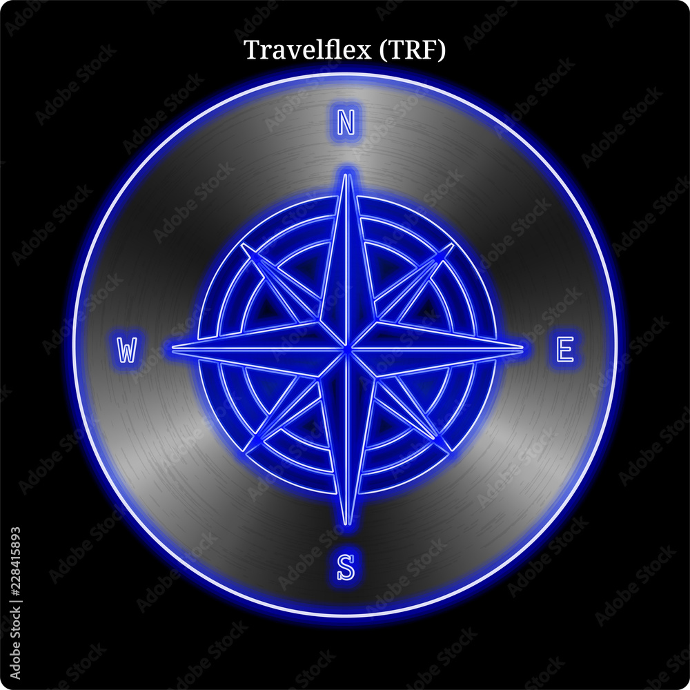 Metal Travelflex (TRF) coin witn blue neon glow.
