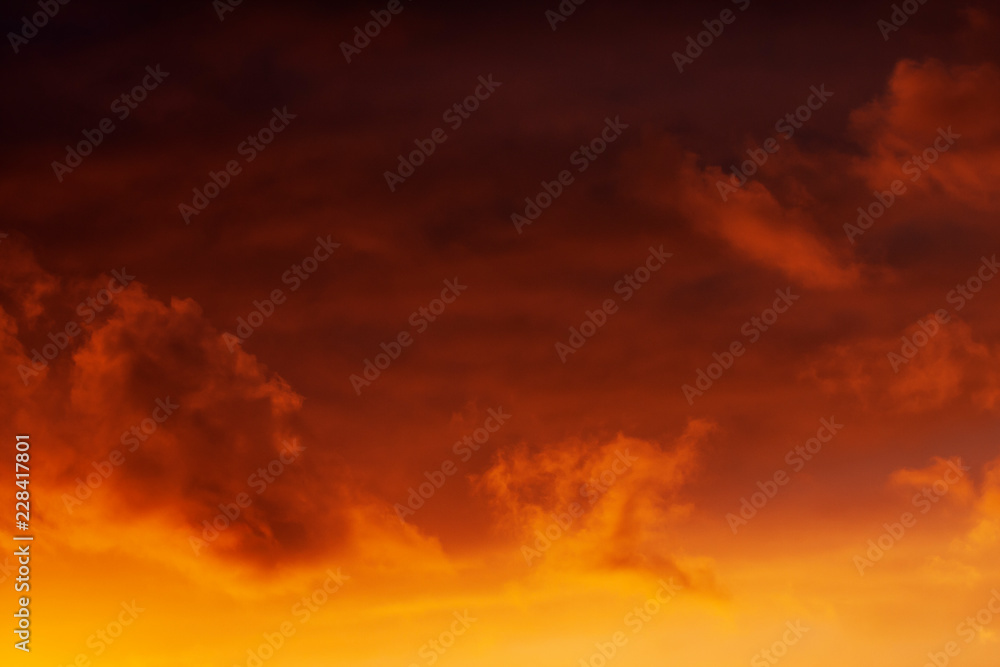 Fiery red and orange evening sky