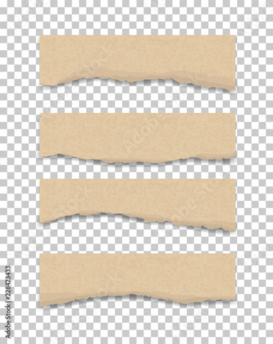 Ripped paper texture. Torn paper edges background. Brown paper for banner tag background. Vector.