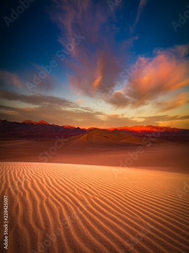 Death Valley sand dune at dusk photo