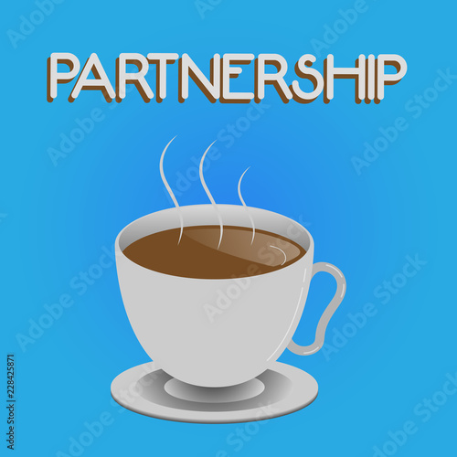 Writing note showing Partnership. Business photo showcasing Association of two or more showing as partners Cooperation Unity.
