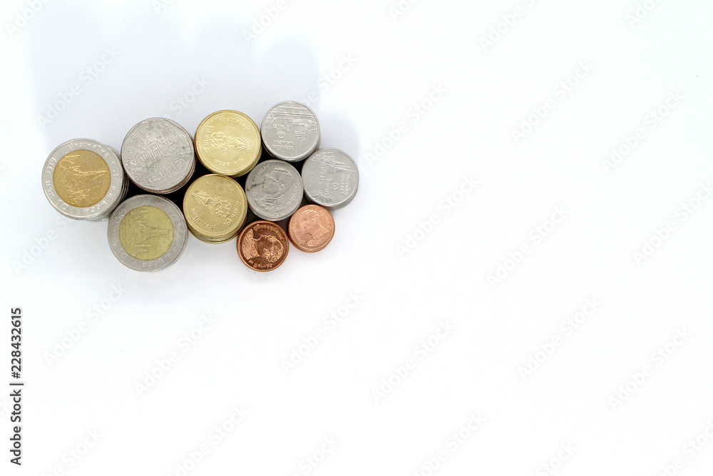 Saving the Coins of thailand on a white background Saving the Coins of thailand on a white background