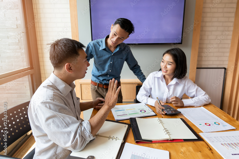 Business team meeting and discussing project plan. Businessmen discussing together in meeting room. Professional investor working with business project together. Finance managers task. Business team meeting and discussing project plan. Businessmen discussing together in meeting room. Professional investor working with business project together. Finance managers task.