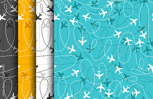 Airplane routes icon on a black background