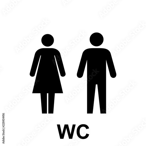 Wc icon. Toilet and restroom icon. Male female symbol. Bathroom vector. Door and plate symbol. People public icon.