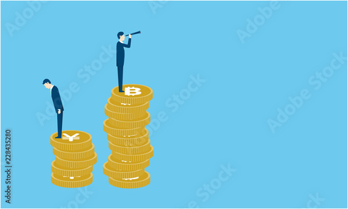 仮想通貨と法定通貨のイメージ