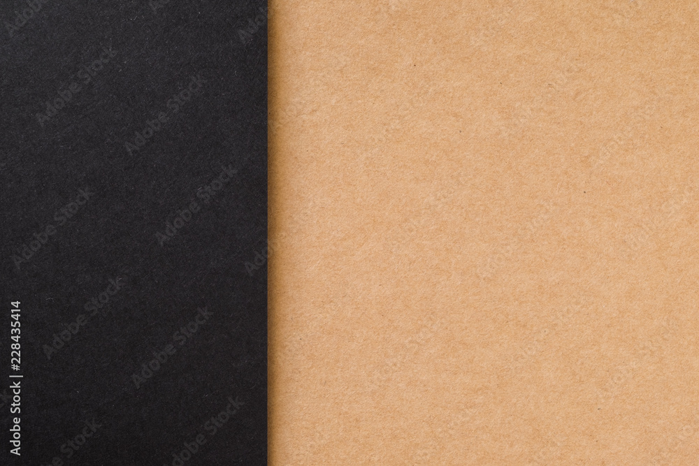 Fototapeta premium Kraft paper sheet overlap with brown and black colors for background, banner, presentation template.