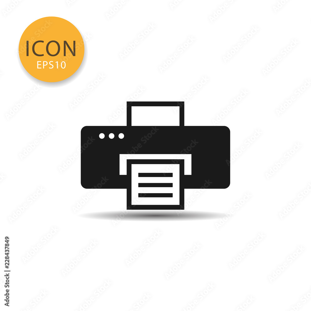 Printer icon isolated flat style. Printer icon isolated flat style.