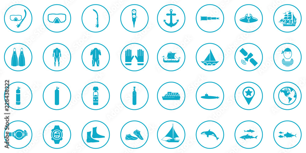 Sea Summer Driving Icon Vector Set. Sea Summer Driving Icon Vector Set.