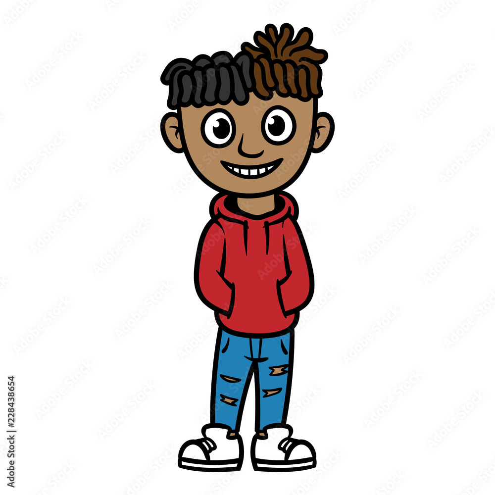 Cartoon Kid With Braided Hair