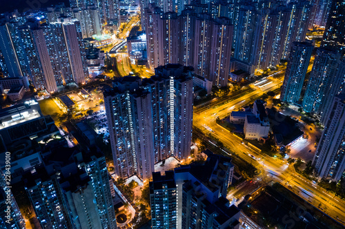  Hong Kong residential district at night © leungchopan