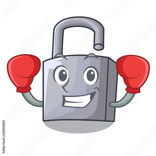 Boxing character padlock on the wooden door