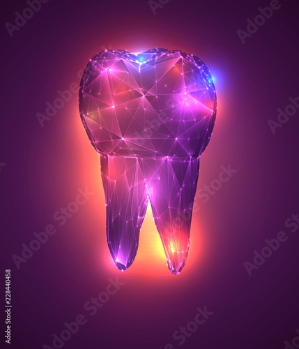 vector 3d tooth for dental medicine. on a pink background