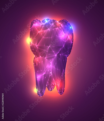 vector 3d tooth for dental medicine. on a pink background