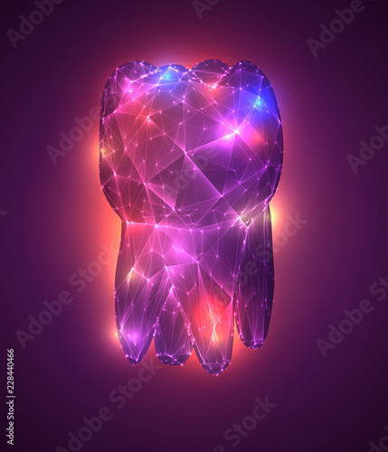 vector 3d tooth for dental medicine. on a pink background