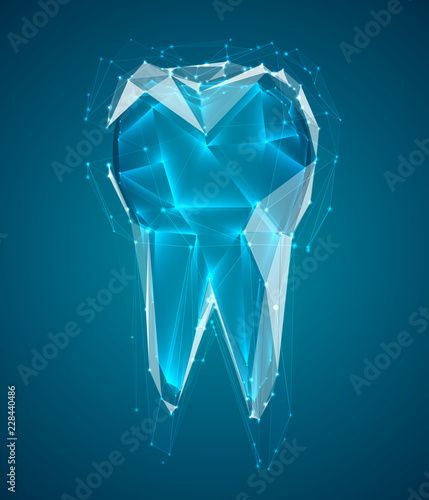 vector 3d tooth for dental medicine. on a blue background