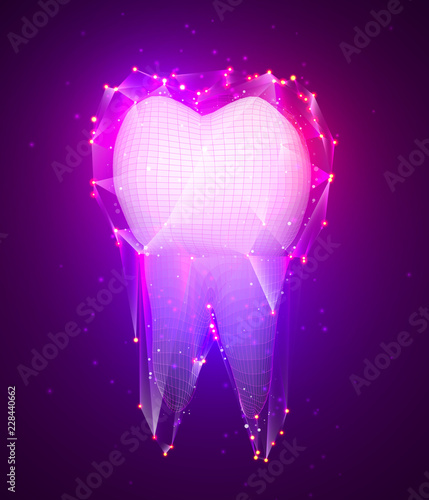 vector 3d tooth for dental medicine. on a pink background