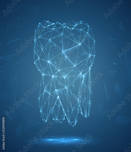 vector 3d tooth for dental medicine. on a blue background