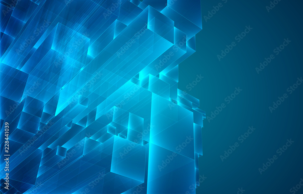 Fototapeta premium vector abstract 3d crystal. a view of the roofs of the city, a large chaotic set of glass pendants.
