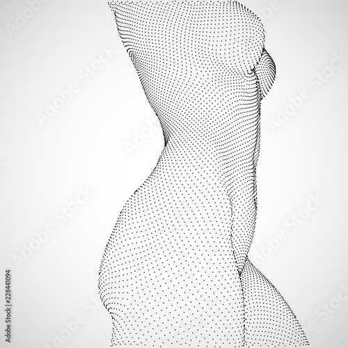 female nude body on a white background in sexual poses. dance. 3d vector