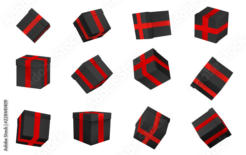 Free Download big vector set of gift boxes with ribbon. bright festive color. isolated - GFXLoad