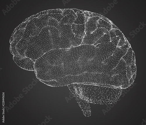 3Dl vector cyber brain. neural network mega-data processing, template interface design photo