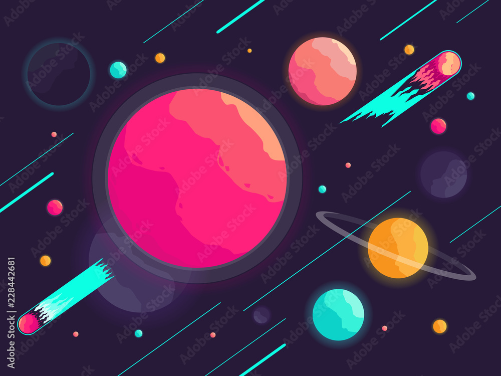 Obraz premium galaxy with beautiful planets background