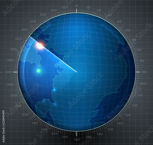 the radar scans the space.