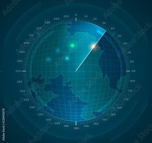 the radar scans the space.