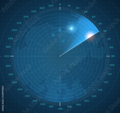the radar scans the space.