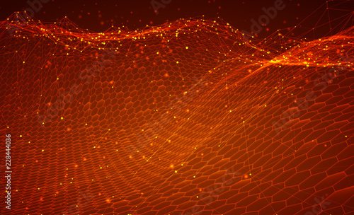 abstract vector background with hexagons. landscape and landscape of the virtual world.