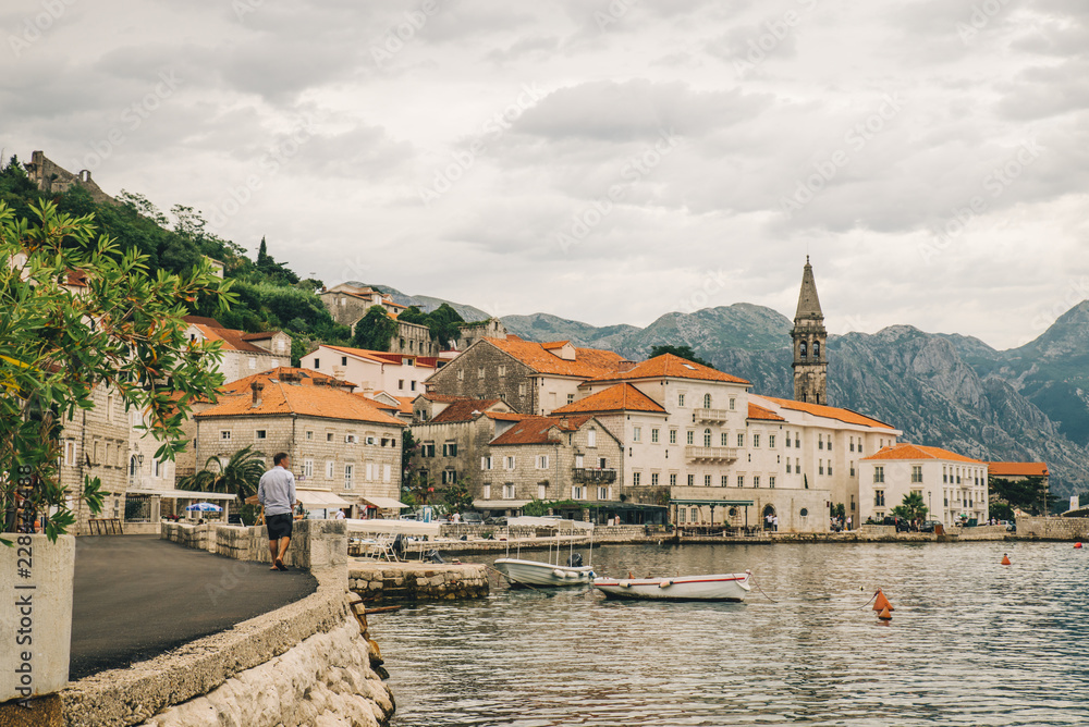 beautiful view of Perast town in Montenegro