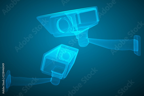 set of vector images. CCTV camera