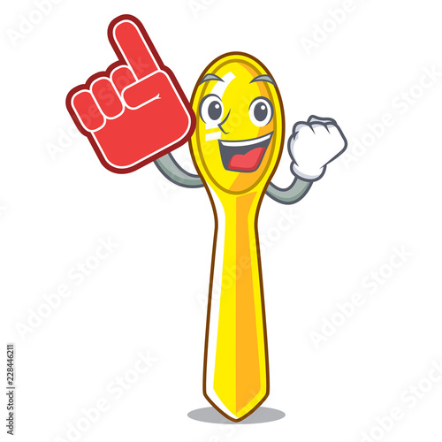 Foam finger plastic kitchen spoon isolated on mascot