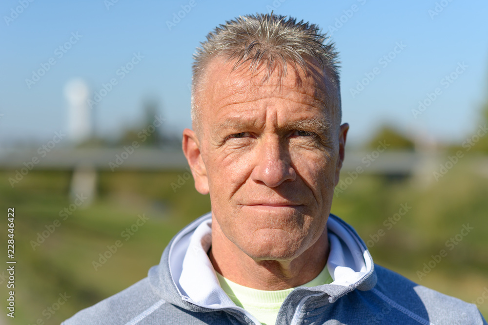 Serious man with an inscrutable expression Serious man with an inscrutable expression