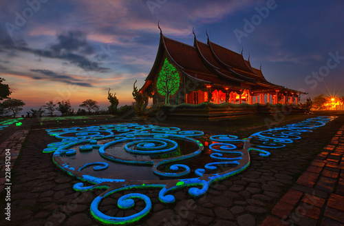 Twilight time at Wat Sirindhorn Wararam or Wat Phu Prao,Buddhist temple in Ubon Ratchathani Province,Thailand © Satjawat
