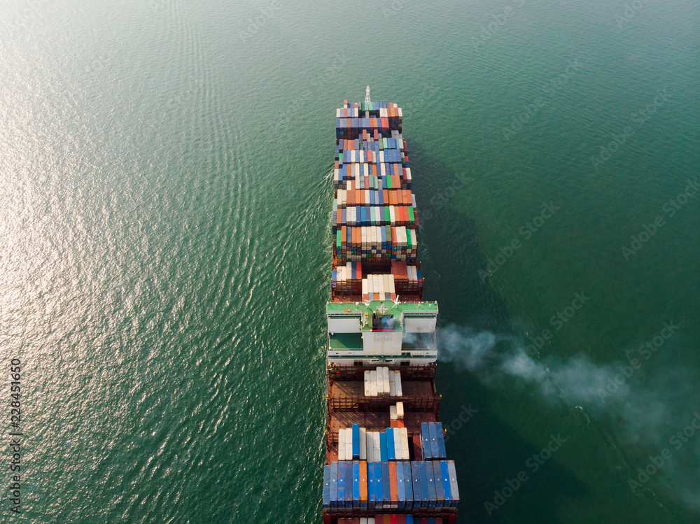 Fototapeta premium Sea freight, Business logistic and container ship in export and import business and logistics an important infrastructure , Trade Port , Shipping , cargo to harbor