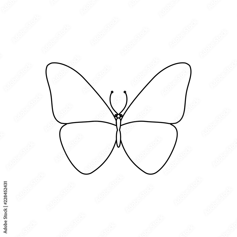 Vector illustration. Line style butterfly. Simple line. Template. Vector illustration. Line style butterfly. Simple line. Template.