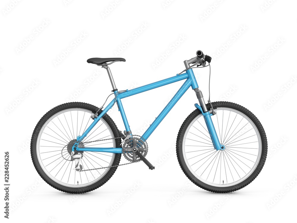 3D Rendering blue bicycle isolated on white background 3D Rendering blue bicycle isolated on white background
