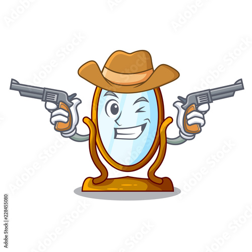 Cowboy character big mirror in beautiful frame
