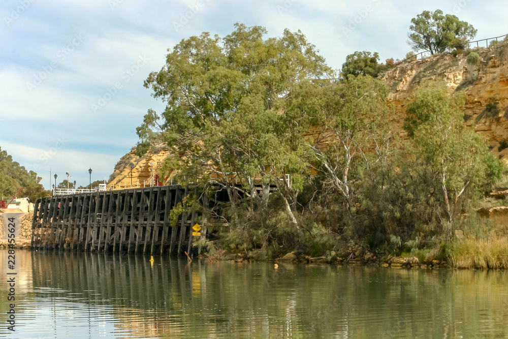 The historic wharf at Morgan on the Murray River in South Australia