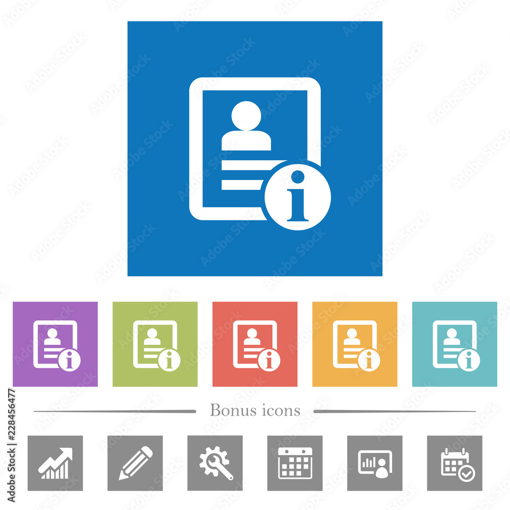 Contact information flat white icons in square backgrounds Contact information flat white icons in square backgrounds