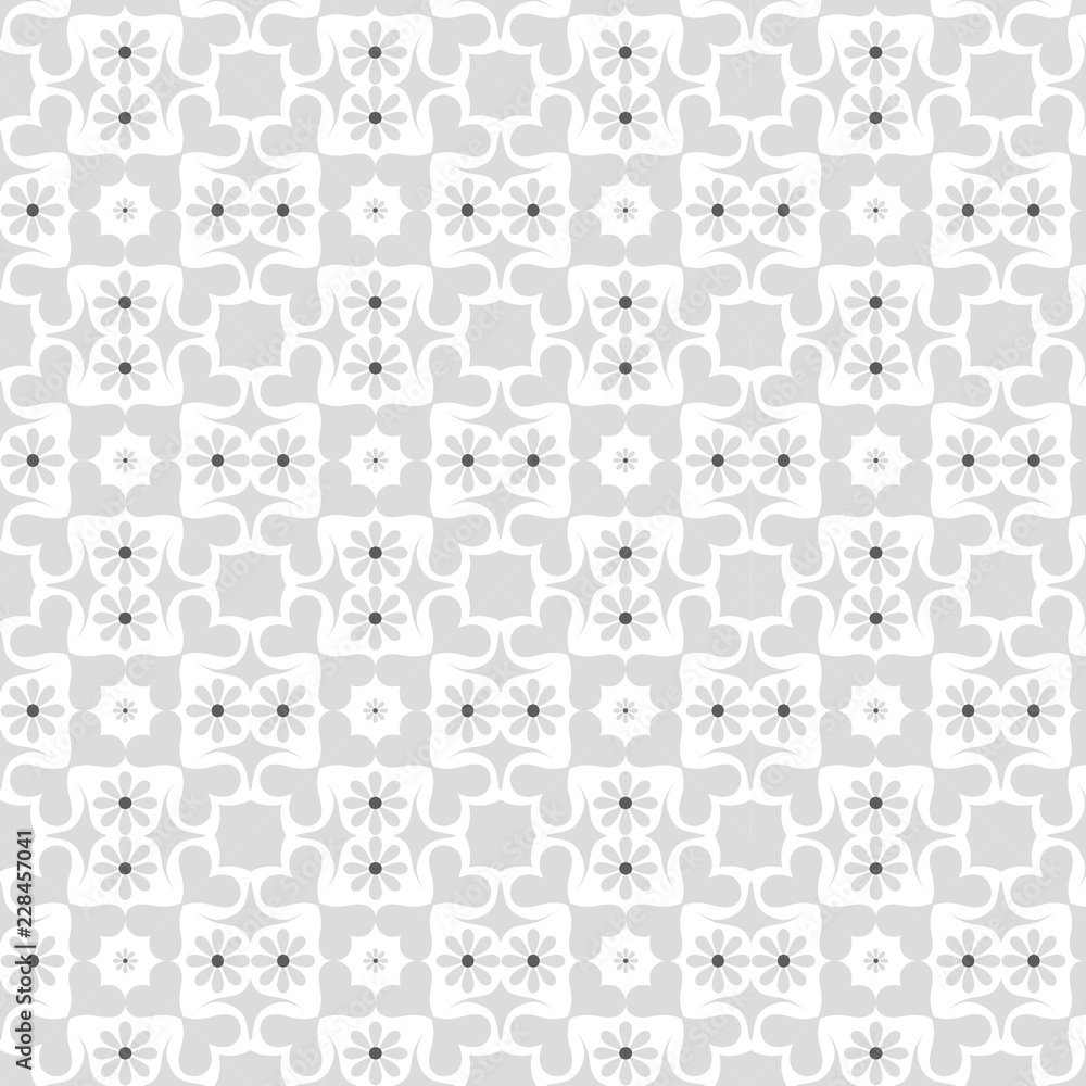 Abstract background. Endless pattern. Background with daisies and hearts.