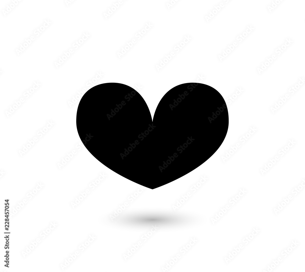 Simple isolated vector heart icon. Black classic heart shape on white background. Simple isolated vector heart icon. Black classic heart shape on white background.