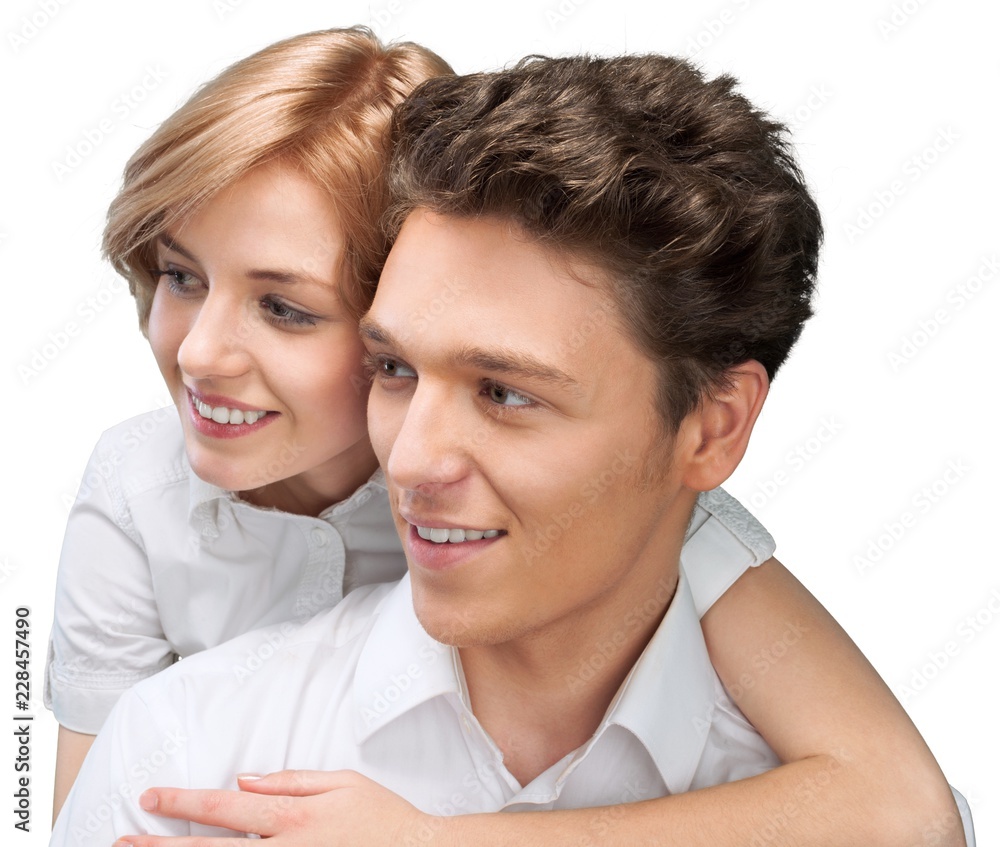 Portrait of Happy Young Couple Looking Sideways Portrait of Happy Young Couple Looking Sideways