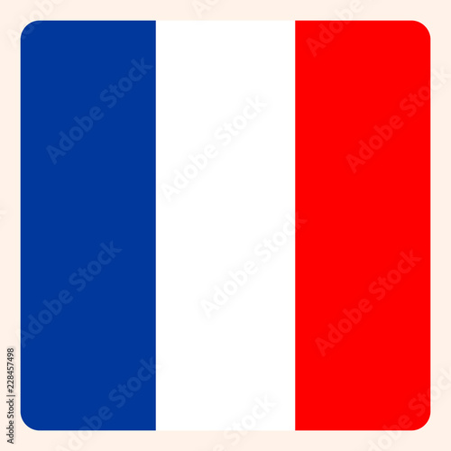  French square flag button, social media communication sign, business icon.
