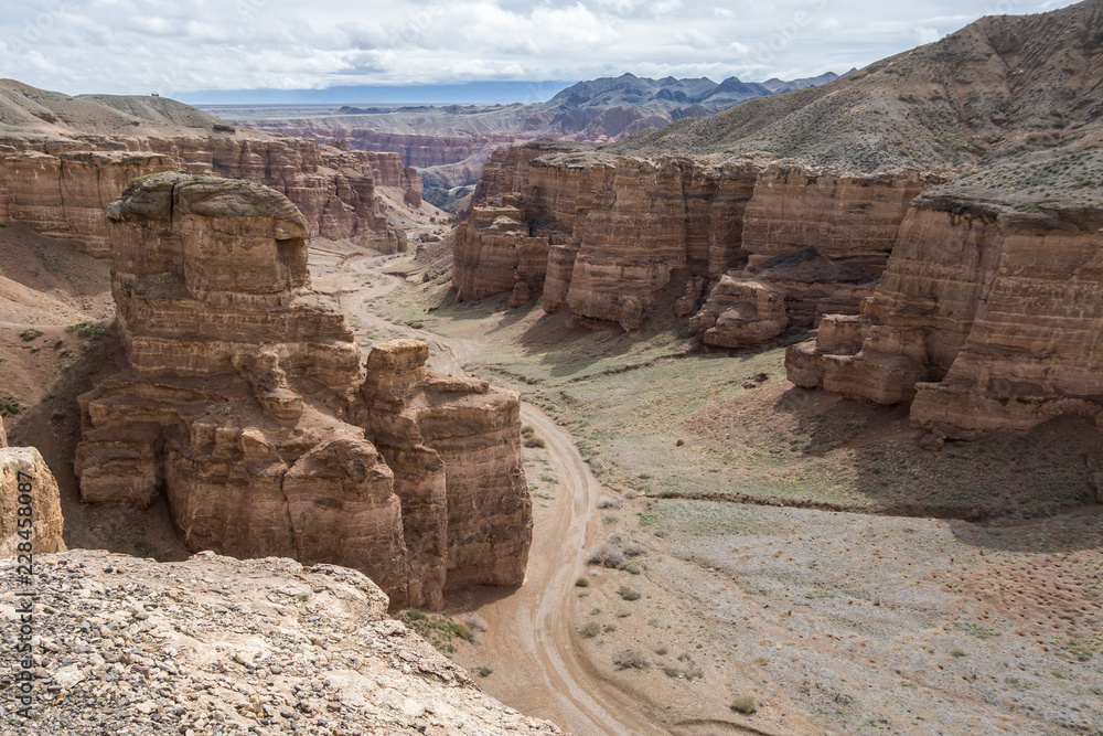 Charyn Canyon Kazakhstan, nature reserve, bizarre rocks and slopes Charyn Canyon Kazakhstan, nature reserve, bizarre rocks and slopes