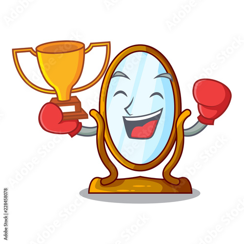 Boxing winner big dressing mirror isolated on mascot