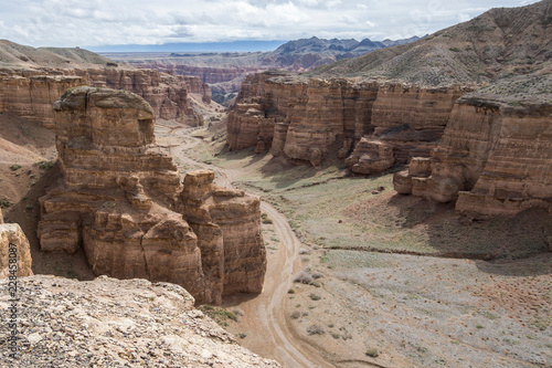 Charyn Canyon Kazakhstan, nature reserve, bizarre rocks and slopes